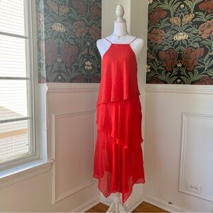 Asymmetric Chiffon Ruffle Corset Dress 🧉🍊